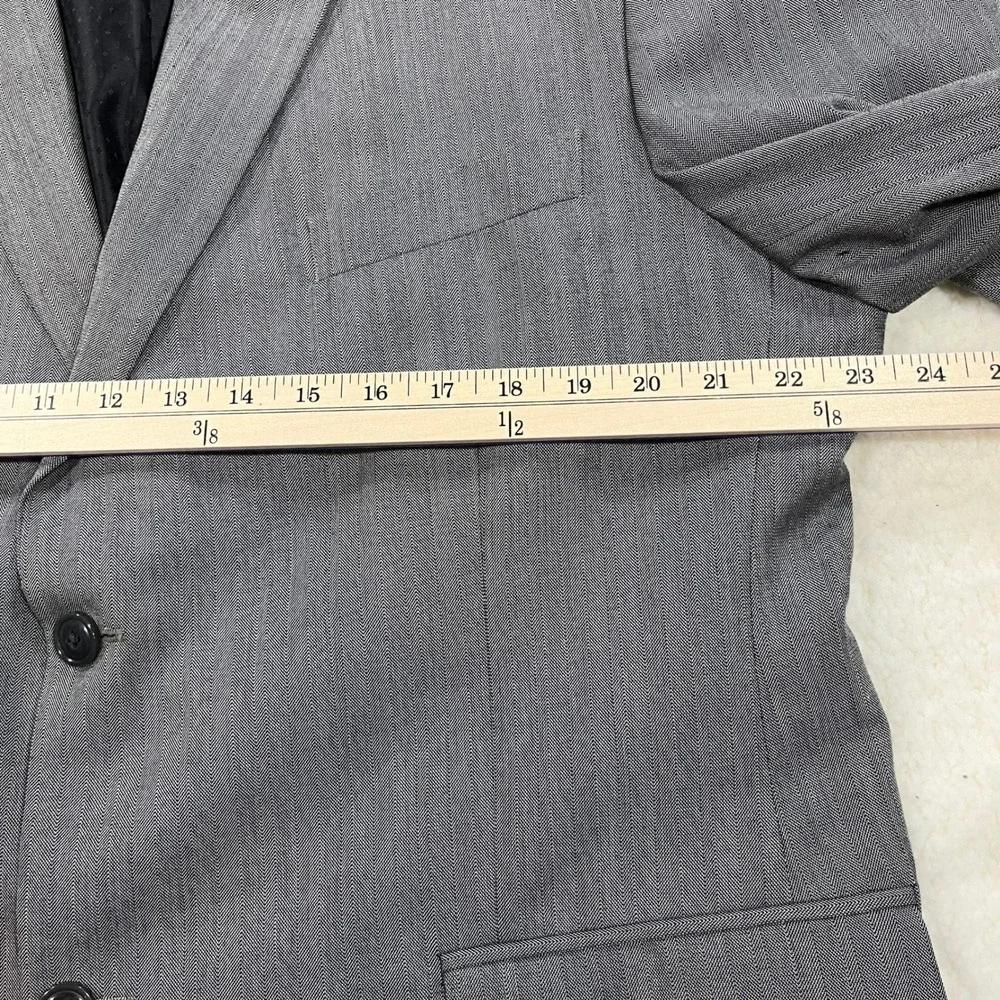 Haggar Suit Jacket Mens 46R Gray Suit Up System Herringbone Blazer 1004129